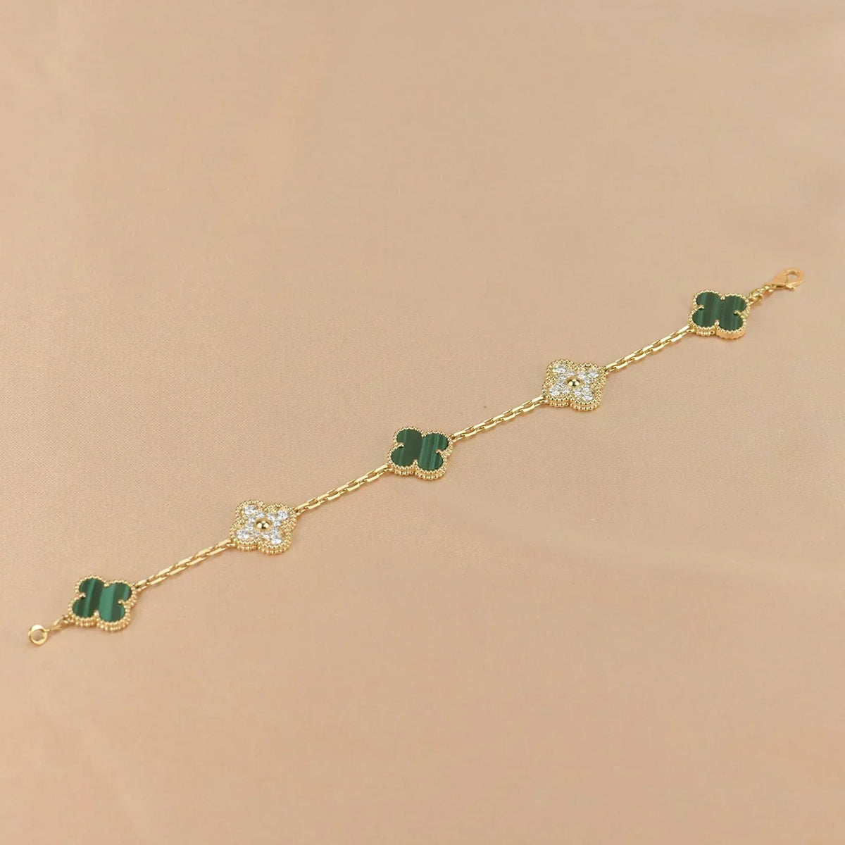 [Renovia Jewelry] CLOVER 5 MOTIF MALACHITE BRACELET COLLECTION